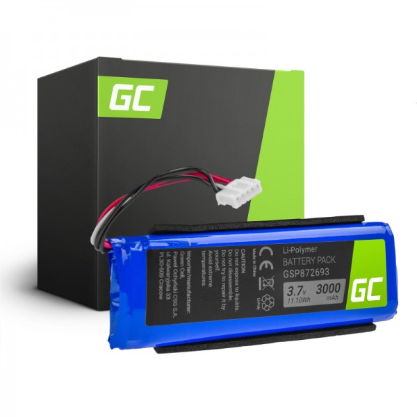Battery green cell gsp872693 p763098 03 for speaker jbl flip 3 / flip iii / gray / splashproof, li-polymer 3.7v 3000mah