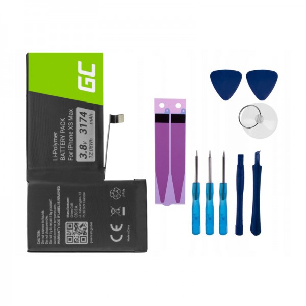 Green cell battery a2101 for apple iphone xs max 3174mah + toolkit