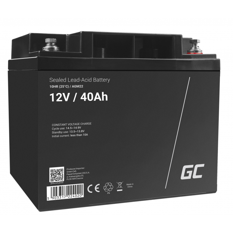 Green cell® agm 12v 40ah vrla battery gel deep cycle scooter mower boat barge mower tractor fishing boat