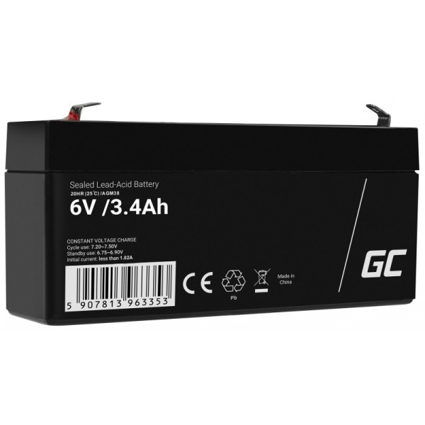 Green cell® agm 6v 3.4ah vrla battery gel deep cycle toys for kids alarm systems for toy vehicles toy car