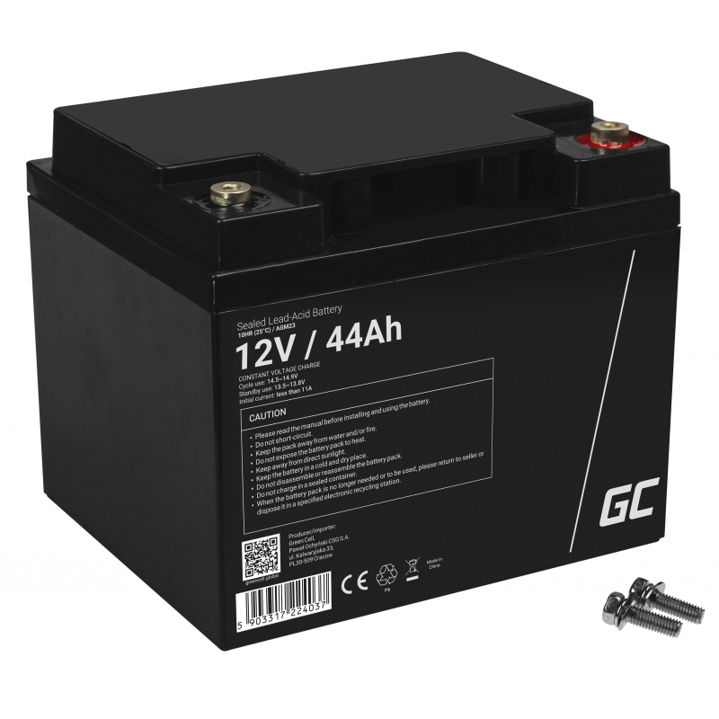 Green cell® agm 12v 44ah vrla battery gel deep cycle powerchair photovoltaic leisure battery campervan