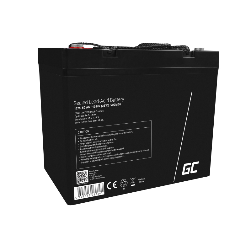 Greencell® agm 12v 50ah vrla battery gel deep cycle powerchair photovoltaic leisure battery campervan