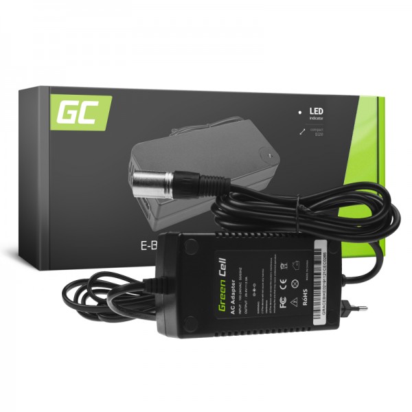 Green cell® 29.4v 2a e-bike charger for 24v li-ion battery xlr 3 pin plug eu