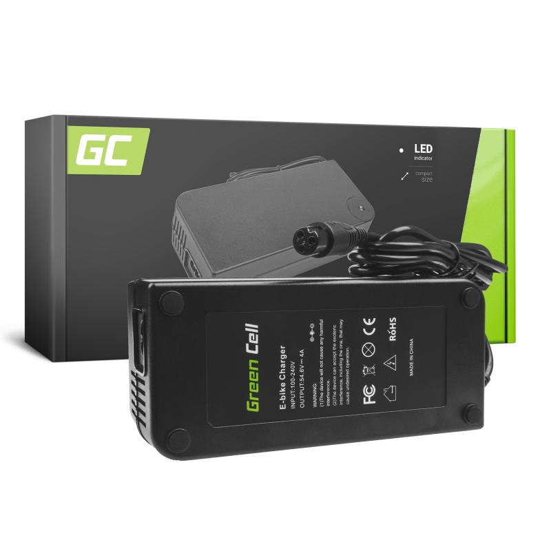 Green cell® 54.6v 4a e-bike charger for 48v li-ion battery 3 pin plug eu