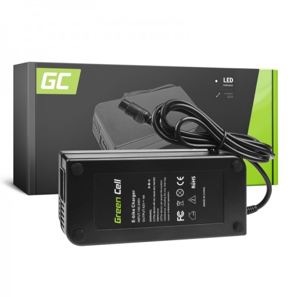 Green cell® 42v 4a e-bike charger for 36v li-ion battery 3 pin plug eu