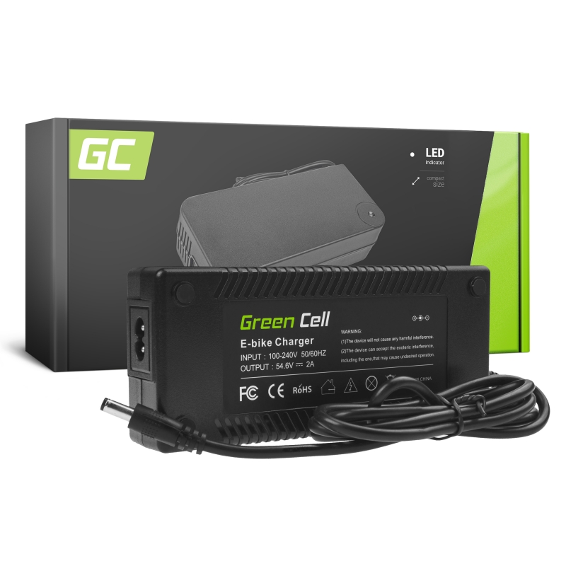 Green cell® 54.6v 2a ebike charger for 48v li-ion battery 5.5*2.1mm plug eu version