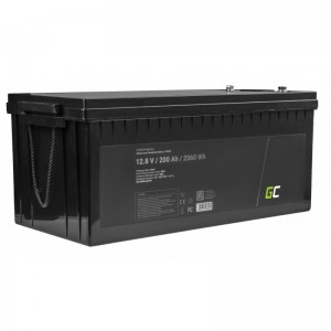 Battery lithium-iron-phosphate lifepo4 green cell 12v 12.8v 200ah for solar panels, campers and boats