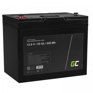 Battery lithium-iron-phosphate lifepo4 green cell 12v 12.8v 50ah for solar panels, campers and boats