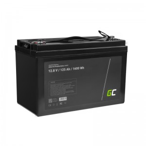 Battery lithium-iron-phosphate lifepo4 green cell 12v 12.8v 125ah for photovoltaic system, campers and boats
