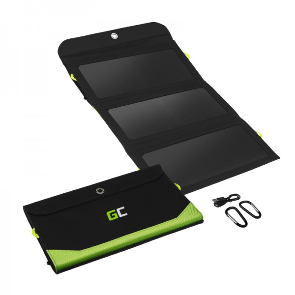 Solar charger green cell gc solarcharge 21w - solar panel with 10000mah power bank function usb-c power delivery 18w usb-a qc