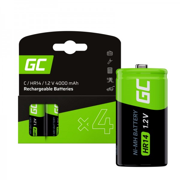 Green cell batteries 4x c r14 hr14 ni-mh 1.2v 4000mah