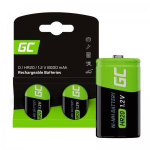 Green cell battery 2x d r20 hr20 ni-mh 1.2v 8000mah