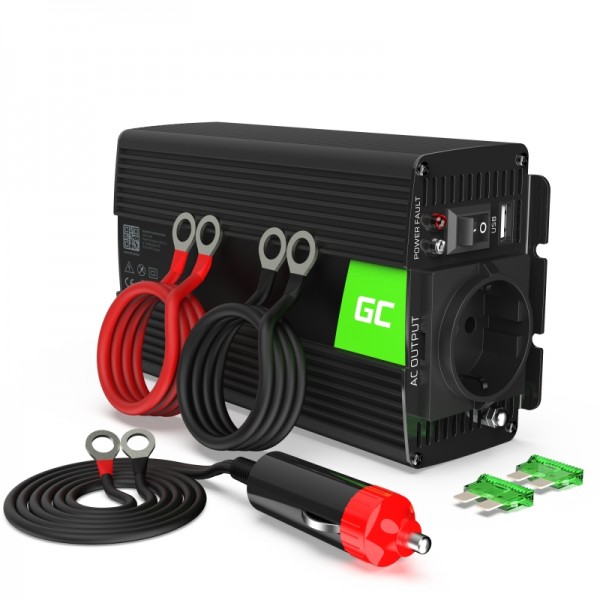 Green cell® car power inverter converter 12v to 230v 300w/600w pure sine