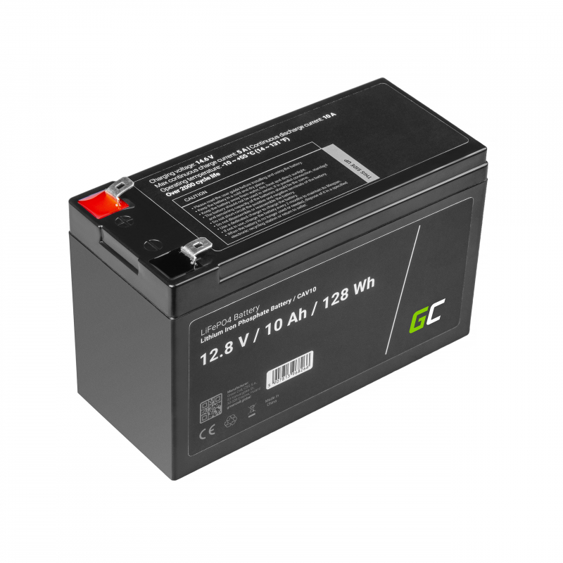 Battery lithium-iron-phosphate lifepo4 green cell 12v 12.8v 10ah for photovoltaic system, campers and boats