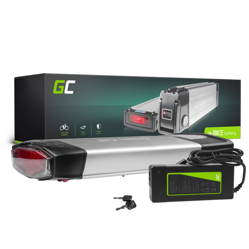 Green cell e-bike battery 36v 13ah 468wh rear rack ebike xt60 for lovelec, nilox, greenwolke with charger