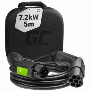 Green cell charging cable type 1 7.2kw 32a 5 meter 1-phase for c-zero, focus electric, soul ev, outlander phev, e-nv200