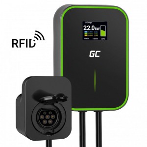 Green cell wallbox 22kw rfid with type 2 socket gc powerbox charger for charging electric cars and plug-in hybrids
