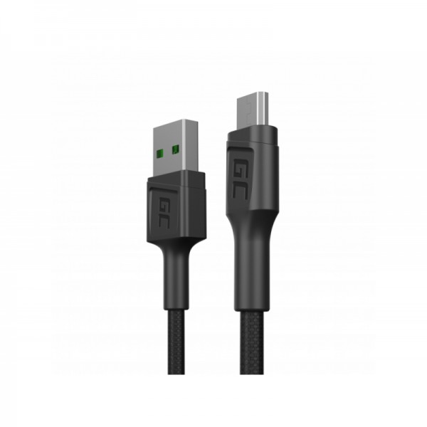 Cable micro usb 30cm green cell powerstream with fast charging, ultra charge, quick charge 3.0
