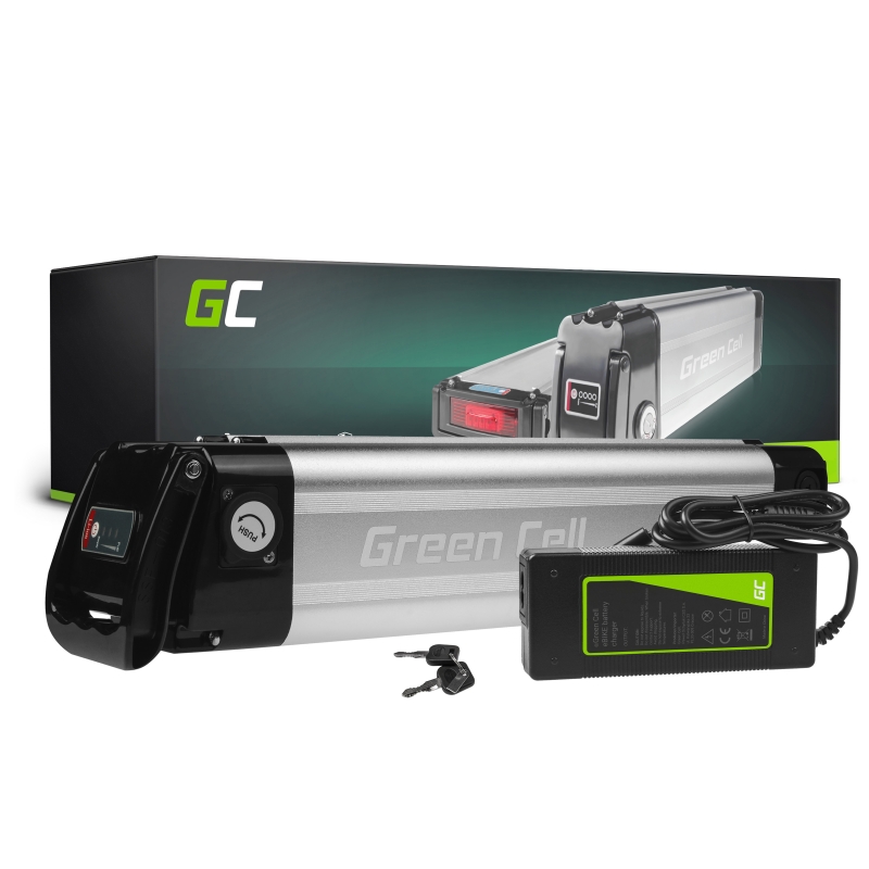 Green cell e-bike battery 36v 10.4ah 374wh silverfish ebike 2 pin for zündapp, telefunken, ancheer with charger